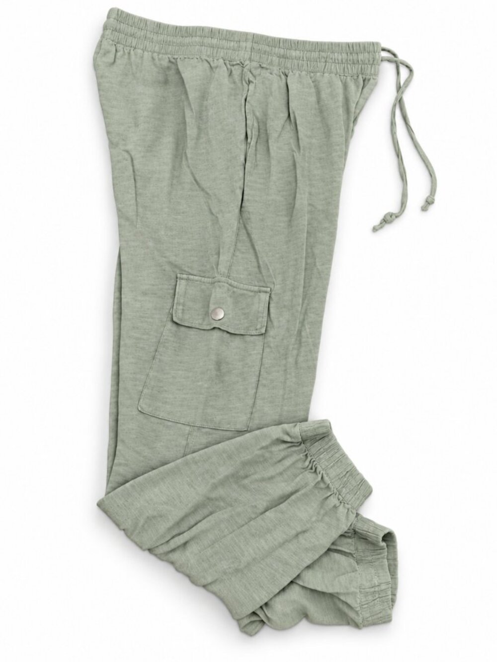 Nicole Miller New York Sage Green Linen Blend Cargo Joggers – Large